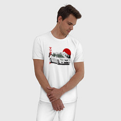 Пижама хлопковая мужская Mazda 3 bk JDM Retro, цвет: белый — фото 2