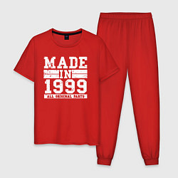 Пижама хлопковая мужская Сделано в 1999 оригинальные детали, цвет: красный