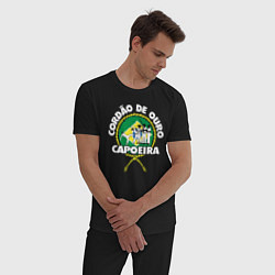Пижама хлопковая мужская Capoeira - Cordao de ouro flag of Brazil, цвет: черный — фото 2