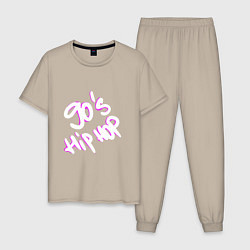 Пижама хлопковая мужская 90s Hip Hop, цвет: миндальный