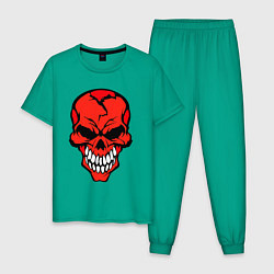 Пижама хлопковая мужская Красный злой череп, цвет: зеленый