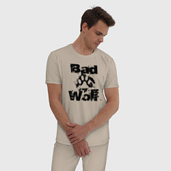 Пижама хлопковая мужская Bad Wolf - Злой волк, цвет: миндальный — фото 2