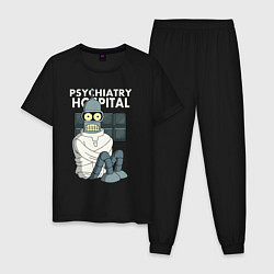 Пижама хлопковая мужская Bender - hospital, цвет: черный