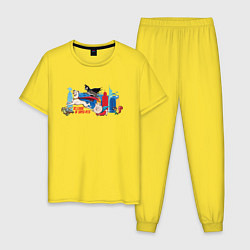 Пижама хлопковая мужская Вся команда DC Лига Суперпитомцы, цвет: желтый
