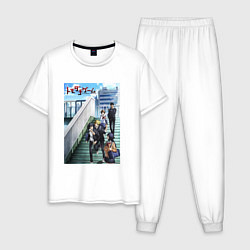 Пижама хлопковая мужская Tomodachi game friends, цвет: белый