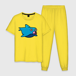 Пижама хлопковая мужская Маленькая акула, цвет: желтый
