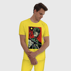Пижама хлопковая мужская Drive or die!, цвет: желтый — фото 2