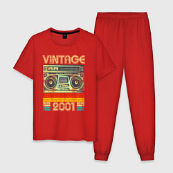 Пижама хлопковая мужская Винтаж 2001 бумбокс, цвет: красный