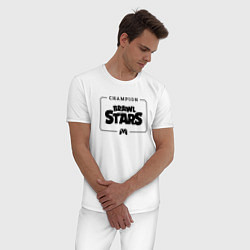 Пижама хлопковая мужская Brawl Stars gaming champion: рамка с лого и джойст, цвет: белый — фото 2