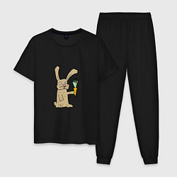 Пижама хлопковая мужская Rabbit & Carrot, цвет: черный