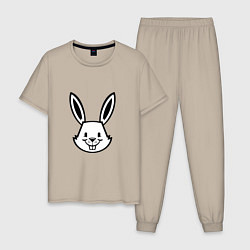 Пижама хлопковая мужская Bunny Funny, цвет: миндальный