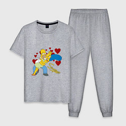 Пижама хлопковая мужская Гомер и Мардж Симпсон, цвет: меланж
