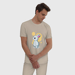 Пижама хлопковая мужская Милашка Крольчонок, цвет: миндальный — фото 2