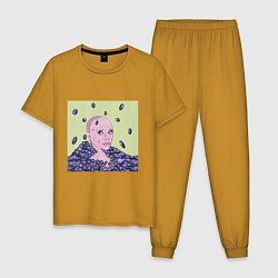 Пижама хлопковая мужская Виноградный взрыв, цвет: горчичный