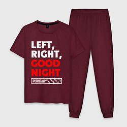 Пижама хлопковая мужская Left righte good night, цвет: меланж-бордовый