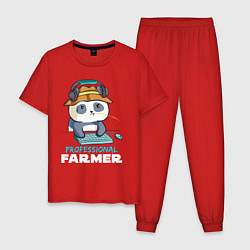 Пижама хлопковая мужская Professional Farmer - панда геймер, цвет: красный