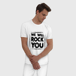 Пижама хлопковая мужская We rock you, цвет: белый — фото 2