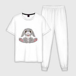 Пижама хлопковая мужская Кролик - Улыбашка, цвет: белый