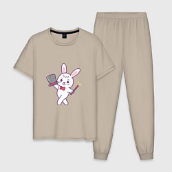 Пижама хлопковая мужская Кролик - Фокусник, цвет: миндальный