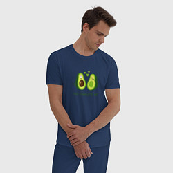Пижама хлопковая мужская Влюбленные авокадо Милые авокадики, цвет: тёмно-синий — фото 2