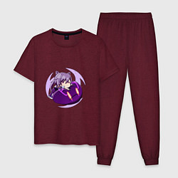 Пижама хлопковая мужская Кэ Цин и ручной слайм, цвет: меланж-бордовый