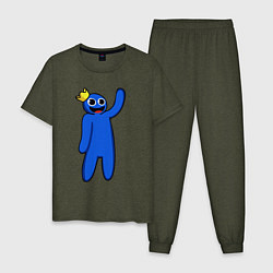 Пижама хлопковая мужская Роблокс - Синий, цвет: меланж-хаки