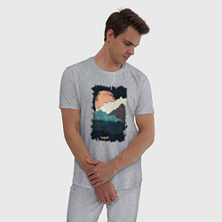 Пижама хлопковая мужская Лисичка Путешественница, цвет: меланж — фото 2