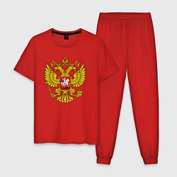 Пижама хлопковая мужская Герб России - прозрачный фон, цвет: красный