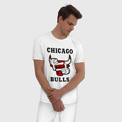 Пижама хлопковая мужская Chicago Bulls SWAG, цвет: белый — фото 2