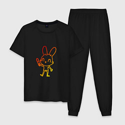 Пижама хлопковая мужская Солнечный кролик, цвет: черный