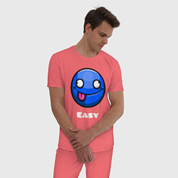 Пижама хлопковая мужская Geometry Dash easy demon, цвет: коралловый — фото 2