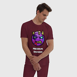 Пижама хлопковая мужская Geometry Dash medium demon, цвет: меланж-бордовый — фото 2