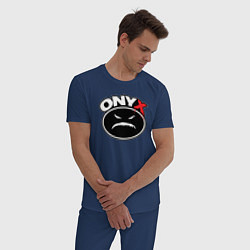 Пижама хлопковая мужская Onyx - black logo, цвет: тёмно-синий — фото 2