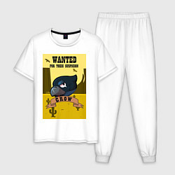 Пижама хлопковая мужская Wanted Crow, цвет: белый