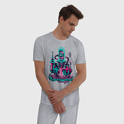 Пижама хлопковая мужская Пришелец с мозгом в руке, цвет: меланж — фото 2