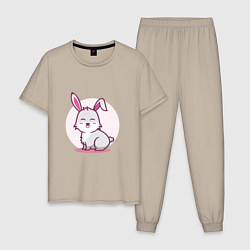 Пижама хлопковая мужская Кролик милаш, цвет: миндальный