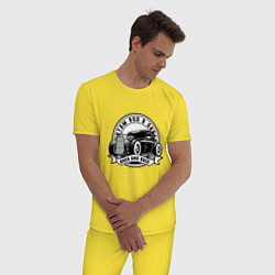 Пижама хлопковая мужская Custom rod & Garage - Rock and Race, цвет: желтый — фото 2