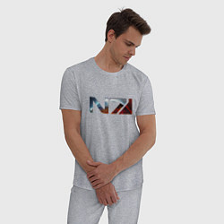 Пижама хлопковая мужская Mass Effect N7 -Shooter, цвет: меланж — фото 2