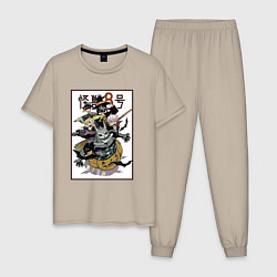 Пижама хлопковая мужская Команда Кайдзю - Кайдзю номер 8, цвет: миндальный