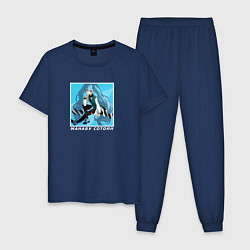 Пижама хлопковая мужская Манабу Сотоин - Красавчики детективы, цвет: тёмно-синий