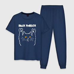 Пижама хлопковая мужская Iron Maiden rock cat, цвет: тёмно-синий