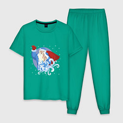 Пижама хлопковая мужская С Новым Годом, С Новым Счастьем, цвет: зеленый
