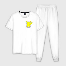 Пижама хлопковая мужская Пикачу маленькое лого!, цвет: белый