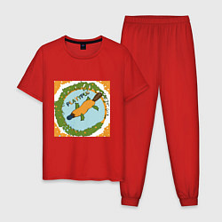 Пижама хлопковая мужская Оранжевый утконос, цвет: красный