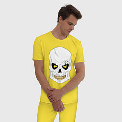 Пижама хлопковая мужская Белый злой череп, цвет: желтый — фото 2