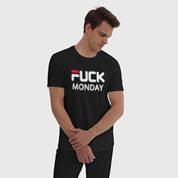 Пижама хлопковая мужская Fuck monday, fila, anti-brand, цвет: черный — фото 2