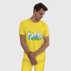 Пижама хлопковая мужская Химические колбы, цвет: желтый — фото 2