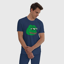 Пижама хлопковая мужская Лягушонок Пепе-Frog Pepe, цвет: тёмно-синий — фото 2