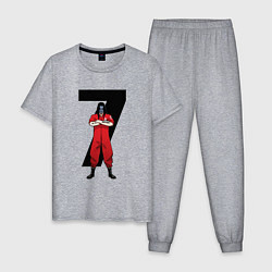 Пижама хлопковая мужская Slipknot Семерка, цвет: меланж