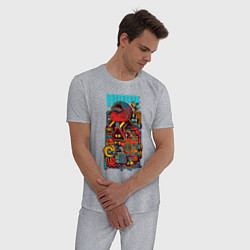 Пижама хлопковая мужская Робот хиппи, цвет: меланж — фото 2